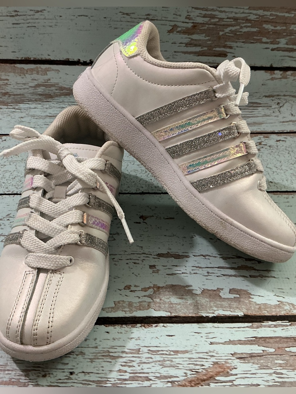 K-Swiss White Iridescent Kids Sneakers